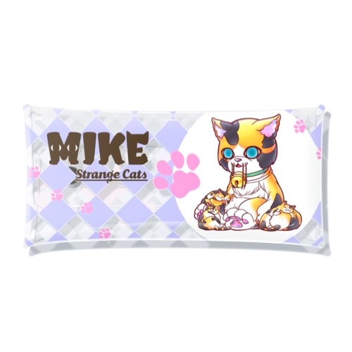 『奇妙な猫ミケ』チビのクリアマルチケース〈透明タイプ〉(大) Clear Multipurpose Case