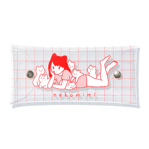 nekomimi (レッド) Clear Multipurpose Case