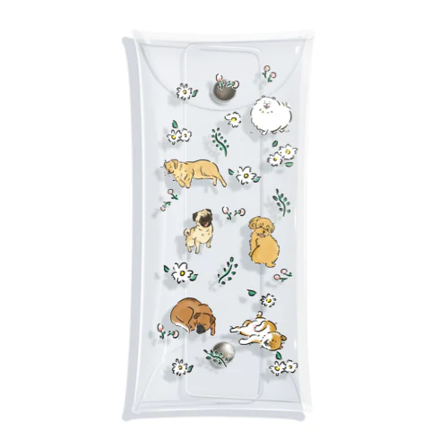 犬とお花柄 Clear Multipurpose Case