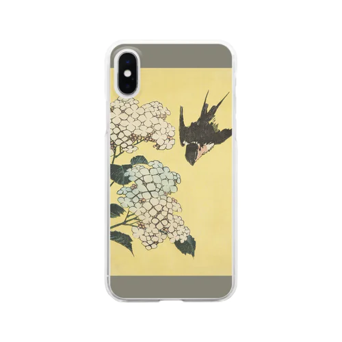 003-009　葛飾北斎　『紫陽花に燕』　クリア　スマホケース　iPhone XS/X専用デザイン　CC2 Clear Smartphone Case