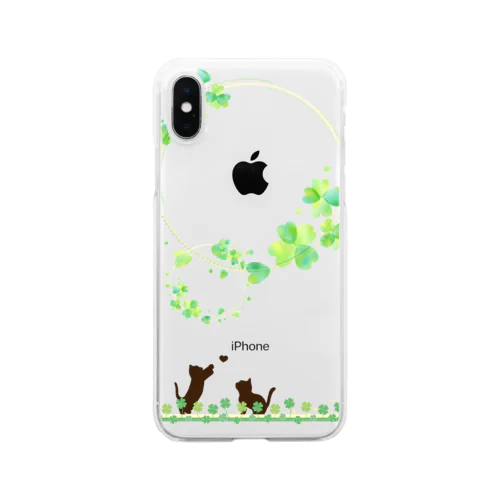 ねことクローバー Clear Smartphone Case