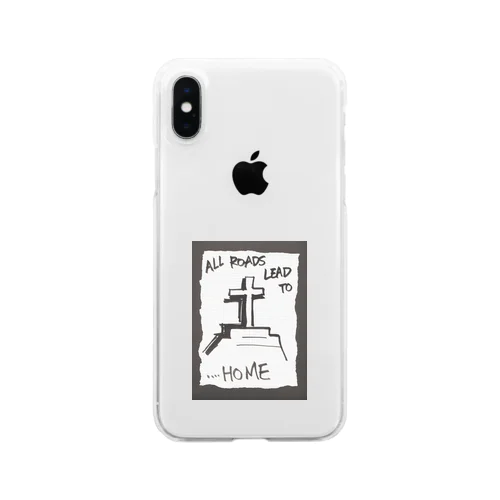 偽諺～弐～「全ての道はホームに通ず」(黒縁) Clear Smartphone Case