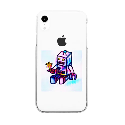 花とロボット Clear Smartphone Case