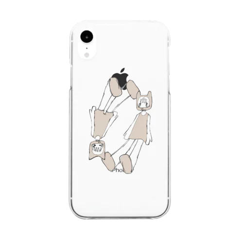 うさぎとねこの女の子　ブラウン Clear Smartphone Case