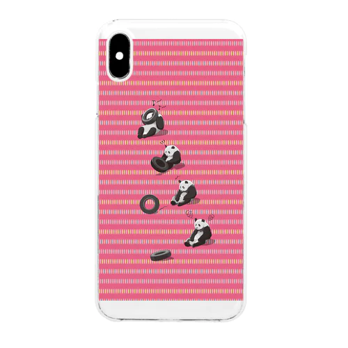 タイヤ大好きパンダ（pink+dot） Clear Smartphone Case