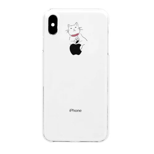 iPhone XS Max用 /お腹痛いをかわりに伝える猫 クリアスマホケース