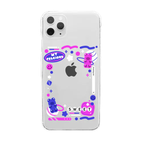 【サイズ確認必須】はさむグミベアスマホケース/ピンク Clear Smartphone Case