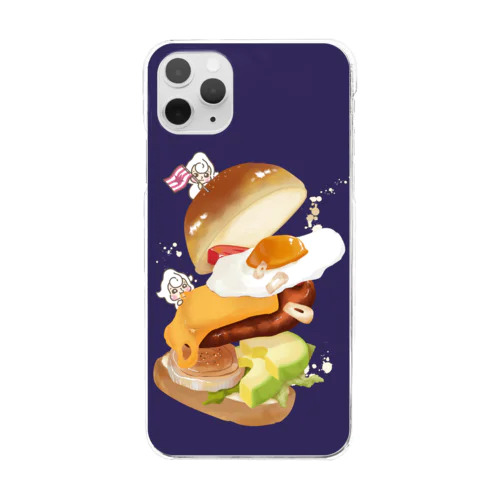 【飯テロはうす】スマホケース / ハンバーガー Clear Smartphone Case