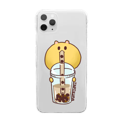 タピオカミルクティーを啜るくまお Clear Smartphone Case