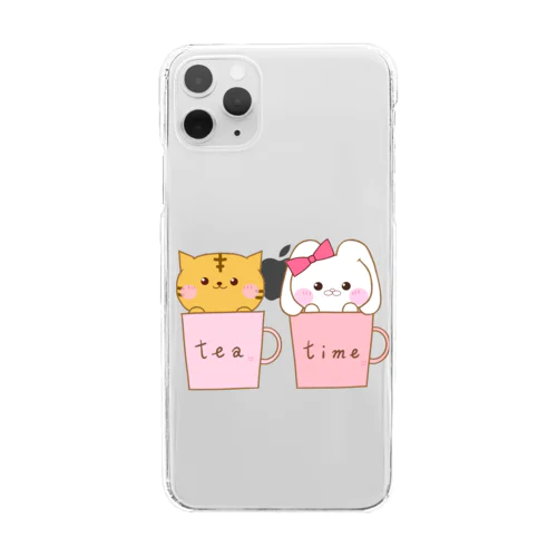 うさころとねこころのティータイム Clear Smartphone Case