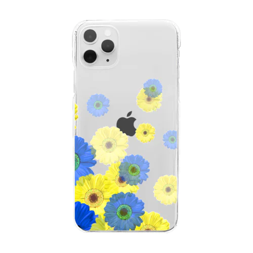 flower アディクション　ビビッド　ブルー＆イエロー Clear Smartphone Case