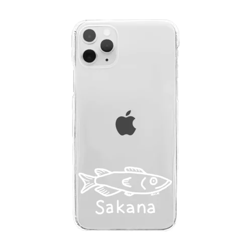 Sakana (魚) 白デザイン クリアスマホケース