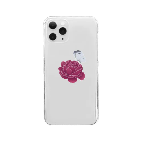 牡丹と蝶 Clear Smartphone Case