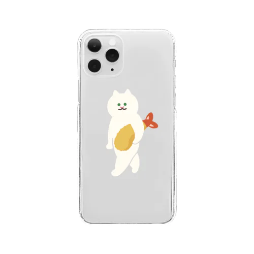 エビフライをさわやかに運ぶねこ Clear Smartphone Case