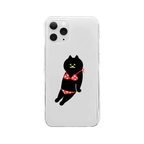 赤いビキニのねこ Clear Smartphone Case