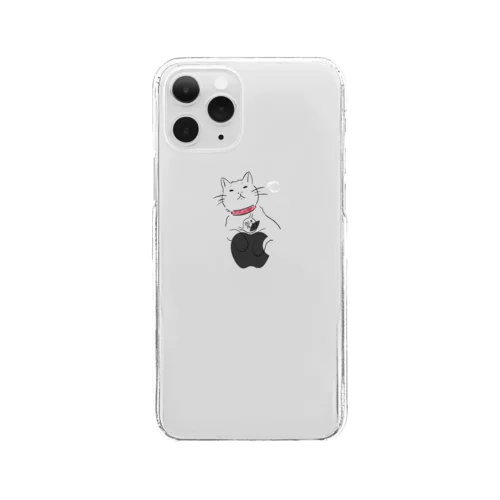 iPhone 11 Pro用 /お腹痛いをかわりに伝える猫 Clear Smartphone Case