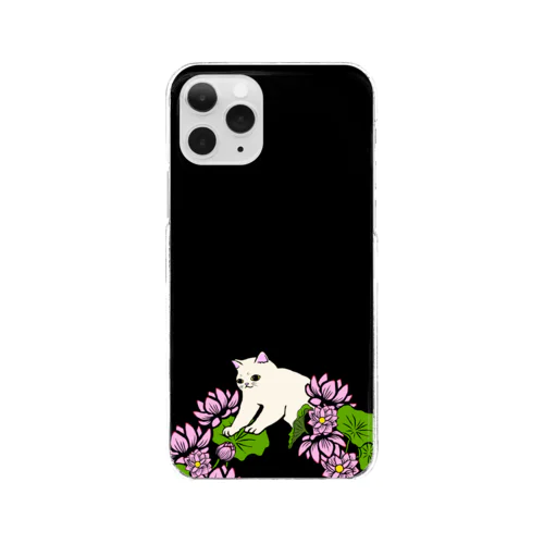 猫と蓮　スマホケース Clear Smartphone Case