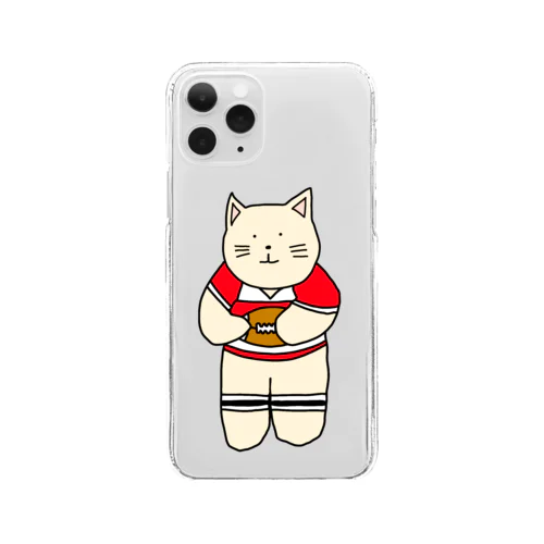 ラグビーねこ Clear Smartphone Case