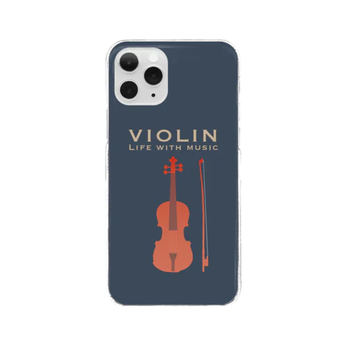 バイオリン（ネイビー）　楽器スマホケース Clear Smartphone Case