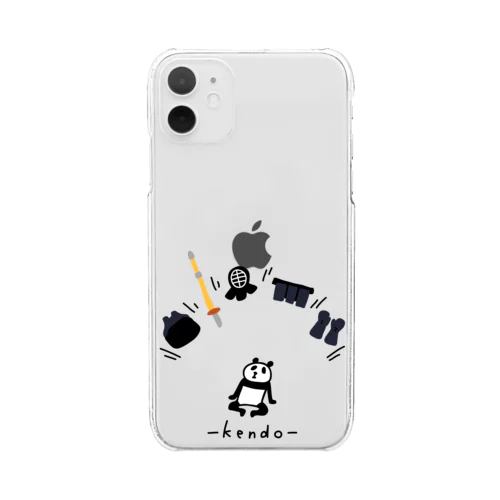 剣道　パンダと防具 Clear Smartphone Case