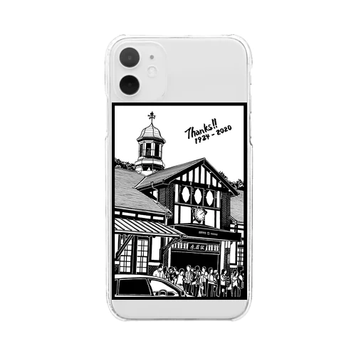 ありがとう原宿駅（切り絵風・枠付・英字） Clear Smartphone Case