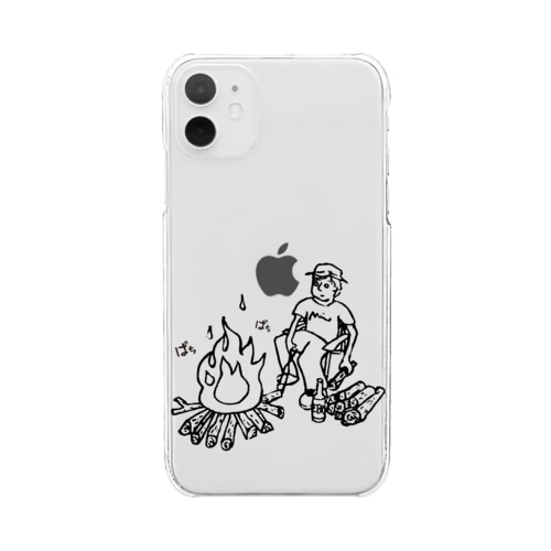 たきび01(黒文字) Clear Smartphone Case