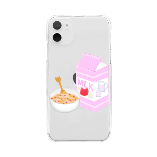 猫いちごミルク＆コーンフレーク Clear Smartphone Case