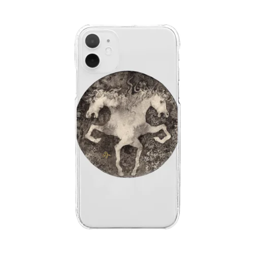 双頭馬　白　Double headed white horse  Clear Smartphone Case