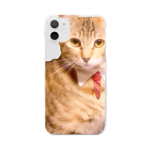 ネクタイ猫 Clear Smartphone Case