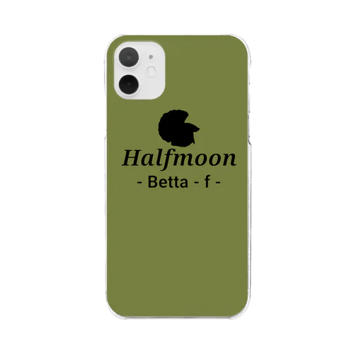 Halfmoon Betta⑤Black(Mossgreen) Clear Smartphone Case