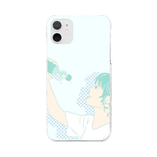 ラムネを飲む女の子 Clear Smartphone Case