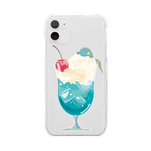 トッケイヤモリ×クリームソーダ Clear Smartphone Case