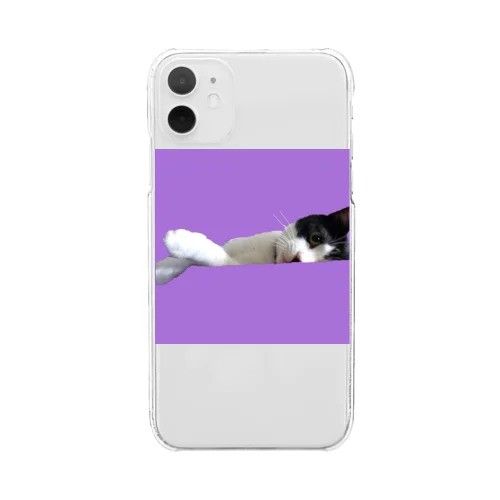 横たわりはちわれ猫 Clear Smartphone Case