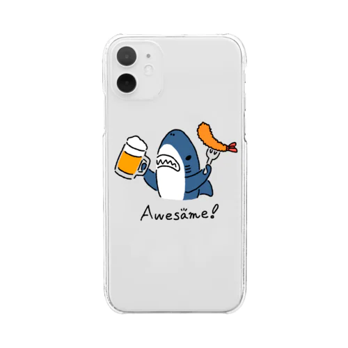 ビールとエビフライとサメ　色付きVer. Clear Smartphone Case