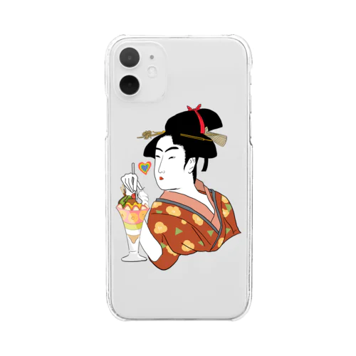 浮世絵女性＋パフェ Clear Smartphone Case