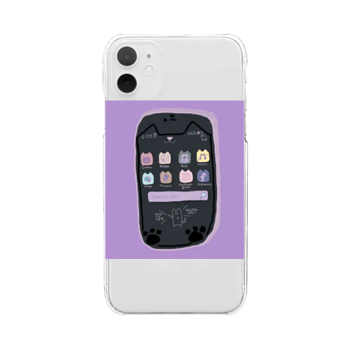 ねこphone  purple Clear Smartphone Case