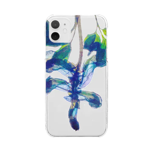 青の押花　スマホクリアケース Clear Smartphone Case