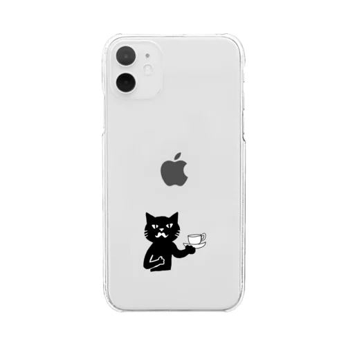 喫茶・髭猫ロゴマーク① Clear Smartphone Case