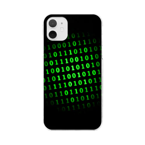 Binary Number phone case Green クリアスマホケース