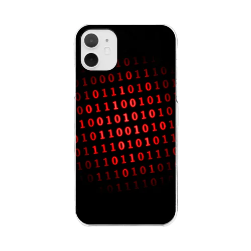 Binary Number phone case Red クリアスマホケース