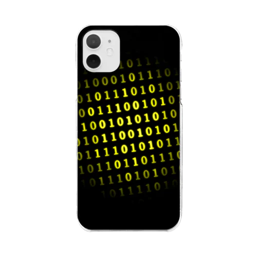 Binary Number phone case Yellow クリアスマホケース