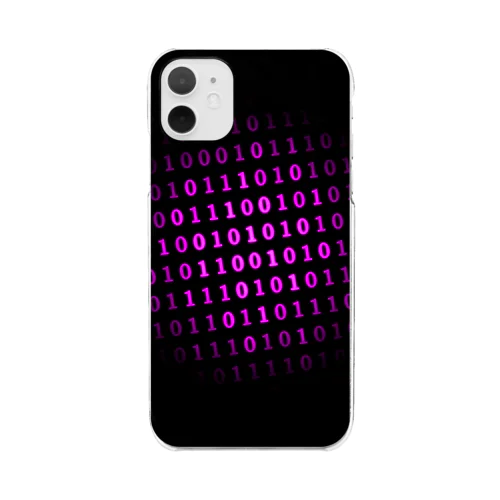 Binary Number phone case Purple クリアスマホケース