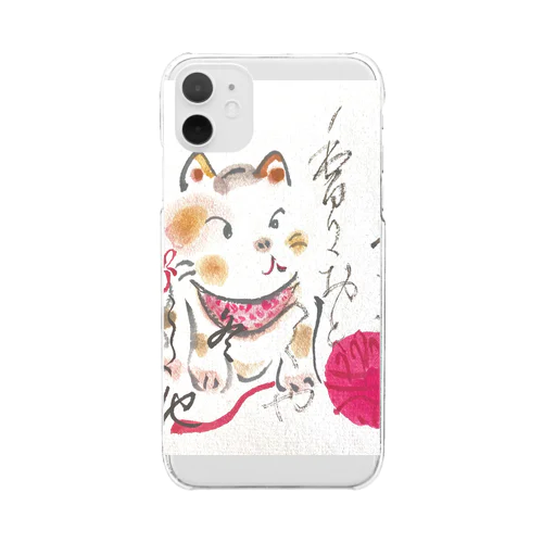 書道アート　ネコ Clear Smartphone Case