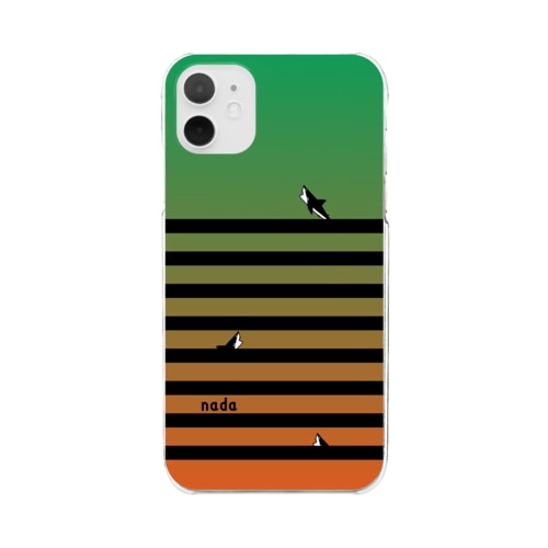 サメサメボーダー | オレンジと緑の虹色 Clear Smartphone Case