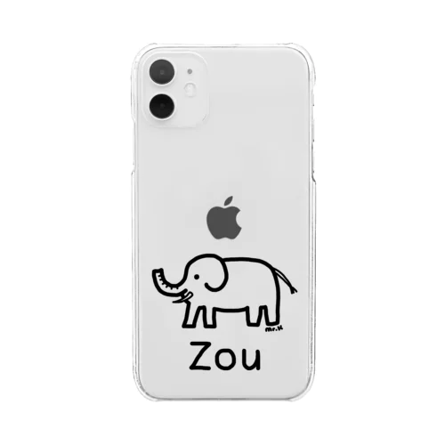 Zou (ゾウ) 黒デザイン Clear Smartphone Case