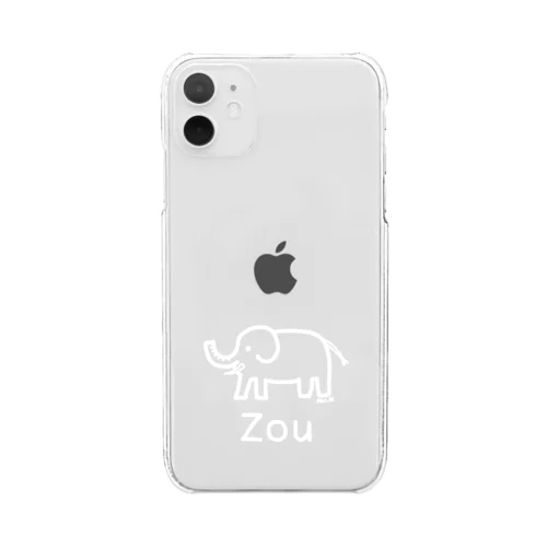 Zou (ゾウ) 白デザイン クリアスマホケース