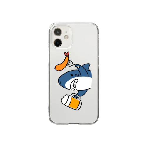 ビールとエビフライとサメ　色付き文字無し横向きVer.２ Clear Smartphone Case