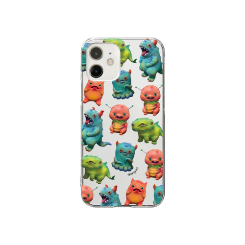 monyura monster(総柄) Clear Smartphone Case