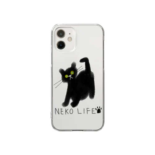 ネコライフ 青い瞳の黒猫 Clear Smartphone Case