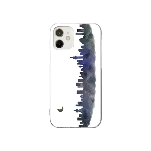 青の夜景シルエット2 Clear Smartphone Case